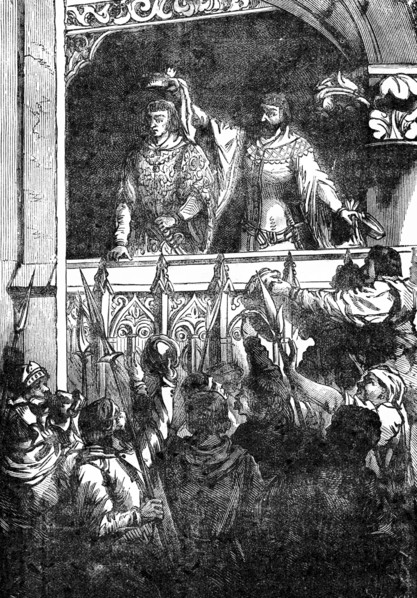 Charles V of France is given Etienne Marcel's blue and red hood, 1358