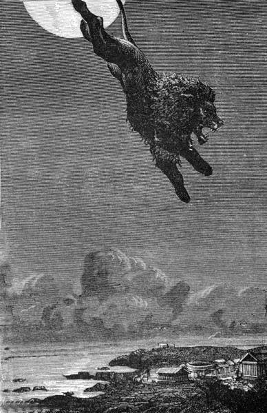 The lion of Nemea being killed by Heracles