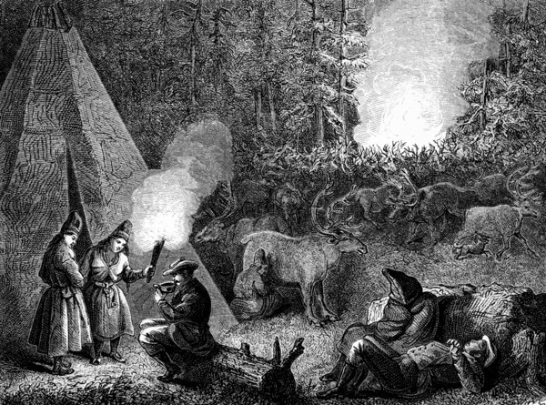 Forest camp in Sapmi, 19th century