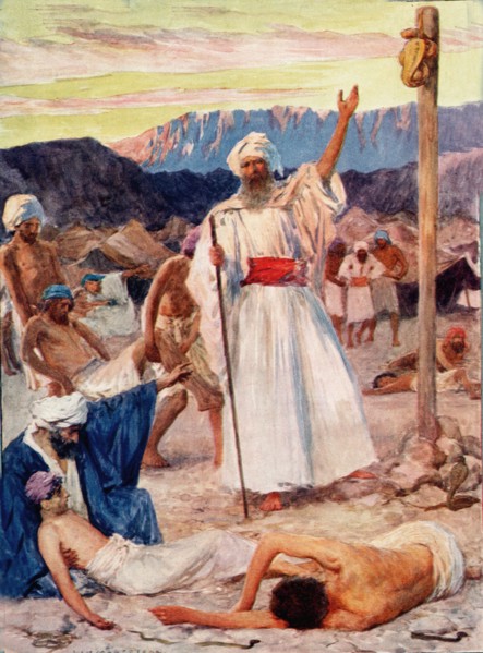 Aaron throwing and converting his staff into a serpent