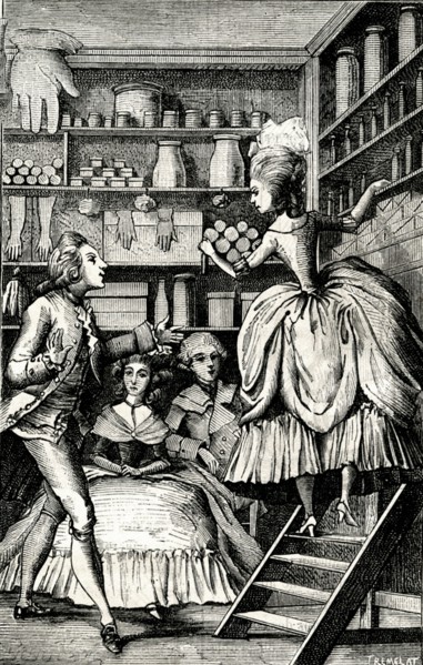 French glove-maker and perfume shop at 18th century