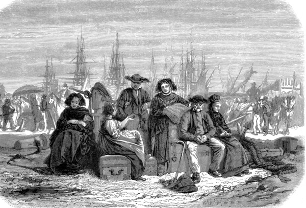 Les émigrants débarquent en Amérique