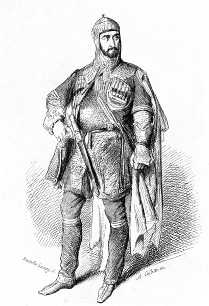 1807-1875,Etienne Marin Melingue,french actor,painter and sculptor.In the
play " Schamyl " Design