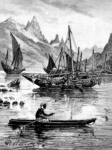 The Red sea ( Egypt side ) 3 Travellers from XIXth century, by Jules Verne.
Design by Leon Benett.