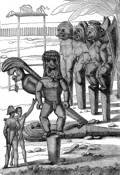 A cemetery in Kayaka Kowa, Marquesas islands. From artwork by Jules Verne
" Les voyageurs du XIX