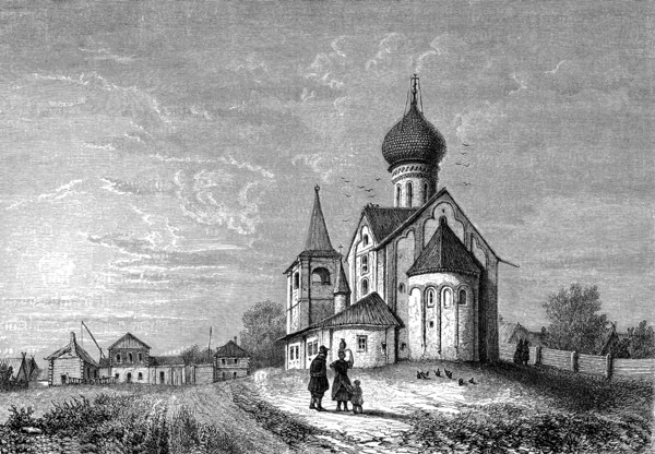 Une église dans un village russe en 1865