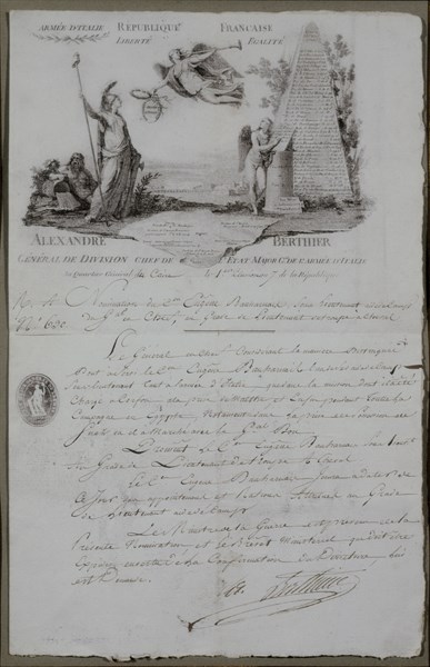 Nomination d'Eugène de Beauharnais au titre de lieutenant auprès du général en chef Bonaparte