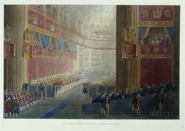 Book of the Coronation by Percier and Fontaine: interior of church Notre-Dame