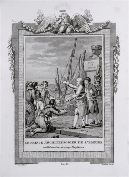 The Prince, archtreasurer of the Empire, setting Neapolitan crews free