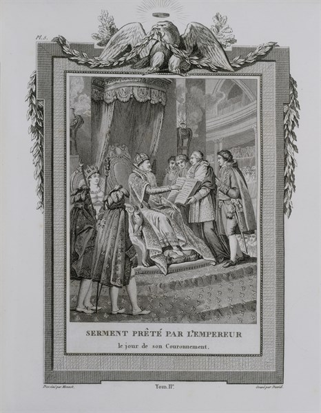 The Emperor taking the oath on the coronation day