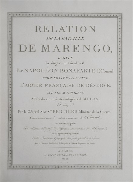 Relation de la bataille de Marengo, page de garde (1804)
