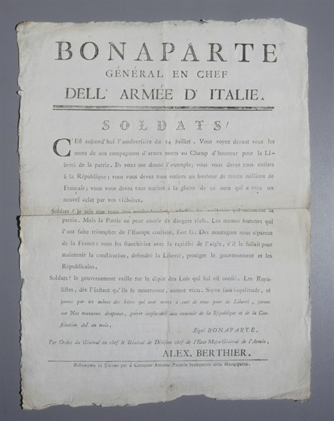 First proclamation of Bonaparte at the head of the campaign of Italy (1796)