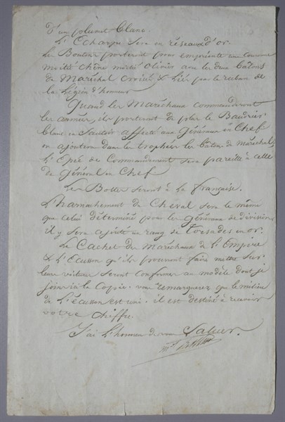 Lettre d'Alexandre Berthier au maréchal Kellermann (26 Fructidor An XII)