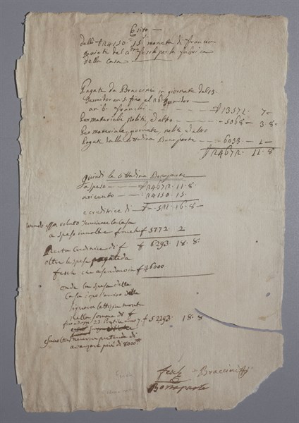 Accounts of the works carried out in the house where Napoleon was born, in Ajaccio (1797)