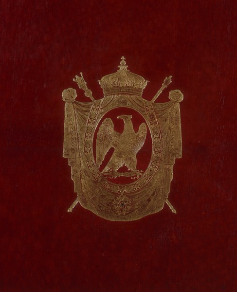 Couverture aux grandes armes de l'Empereur, "Relation de la bataille de Marengo" (1804)