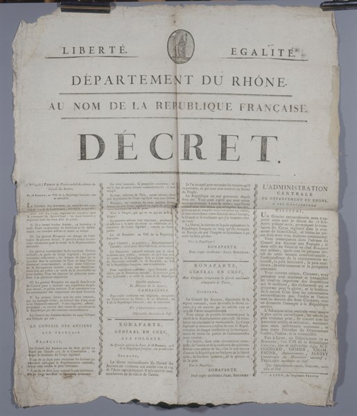 Decree of the French Republic, announcing the coup d'Etat of Brumaire 18th