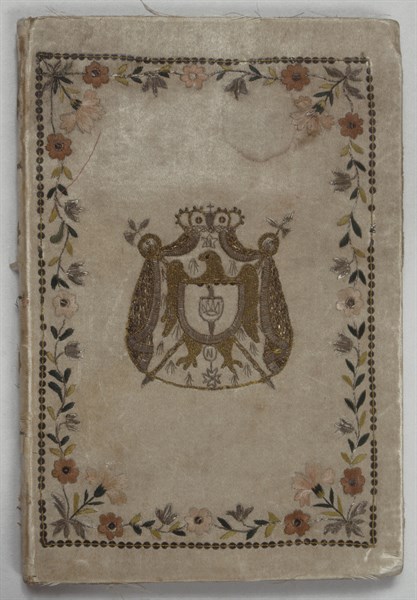 Embroidered book with Emperor Napoleon's, king of Italy, coat of arms