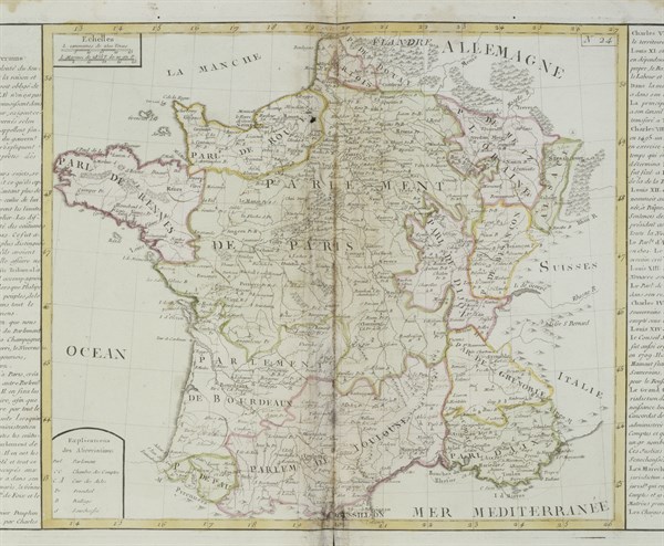 Map of France coming from Napoleon Bonaparte's atlas