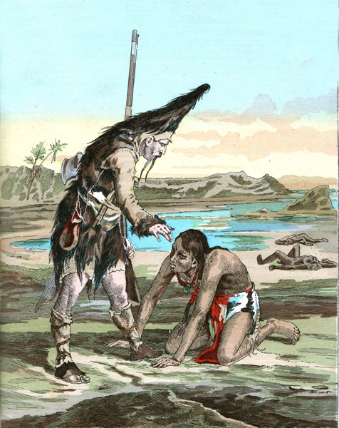 Les aventures de Robinson Crusoé, Daniel Defoe.
Robinson rencontre Vendredi
