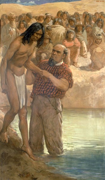 Native being baptised in Philadelphia