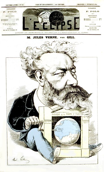 Caricature of Jules Verne by André Gill