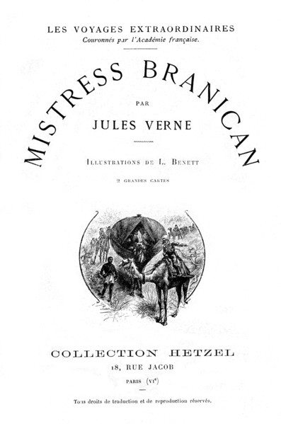 Jules Verne, "Mistress Branican" (page de garde)