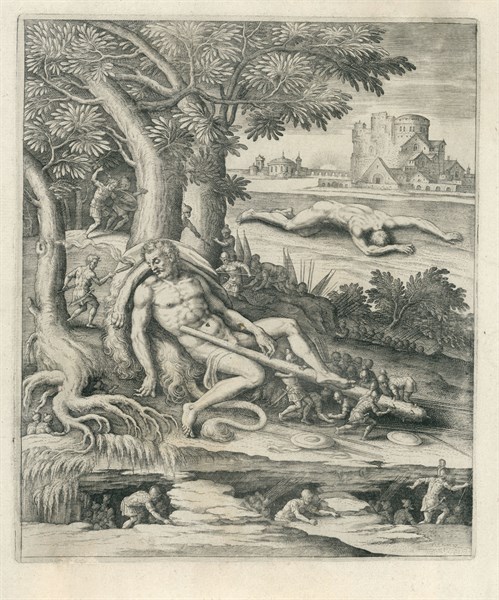 Hercule endormi et les Pygmées