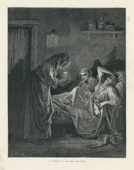 Fable "La Vieille et les deux servantes"
