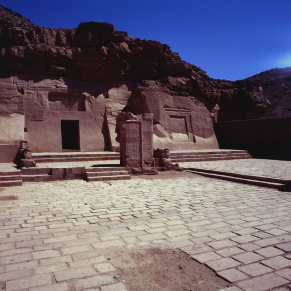 El Kab, necropolis of the ancient city of the vulture goddess Nekbet, entrance to a tomb.