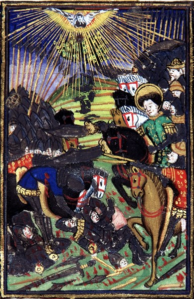 Manuscript of the Rohan-Montauban Hours: Large composition with two scenes: the life of Saint Julian, detail