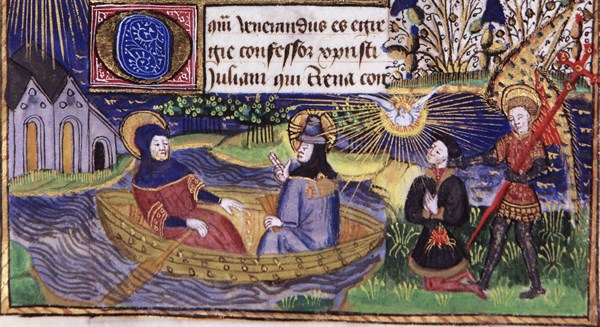 Manuscript of the Rohan-Montauban Hours: Large composition with two scenes: the life of Saint Julian, detail