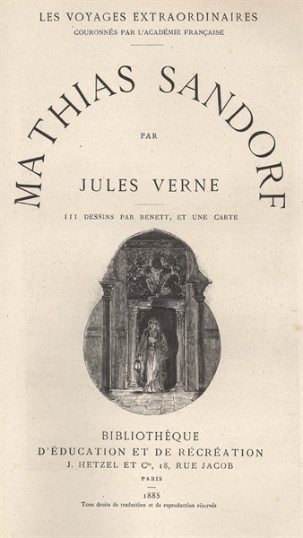Jules Verne, "Mathias Sandorf", page de garde