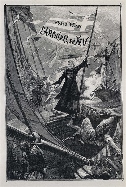Jules Verne, "L'Archipel en feu", frontispice