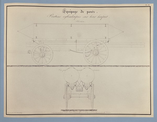 Traité d'artillerie : Pontons cylindriques sur leur haquet