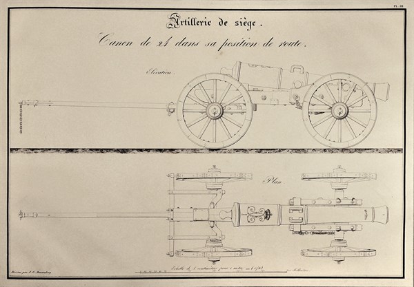 Traité d'artillerie : Canon de 24 dans sa position de route