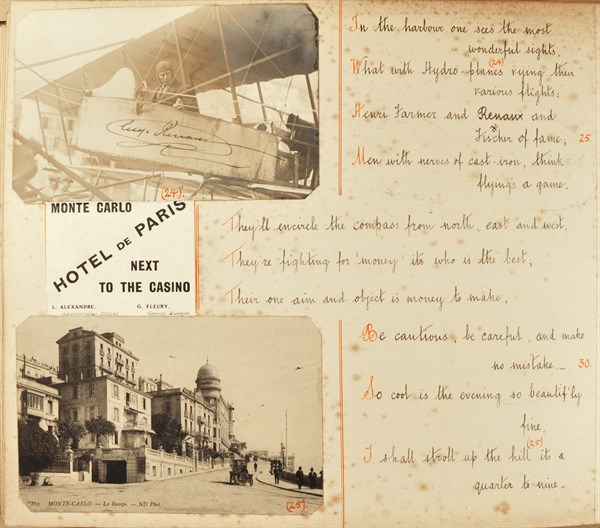 Album de voyage d'une famille anglaise à Monte Carlo en 1912