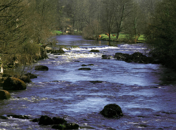 View from the D10 bridge, towards the Ouzilly mill