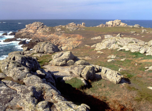 Ile d'Yock, vue du point culminant au sud en direction de la côte nord. Plein mer