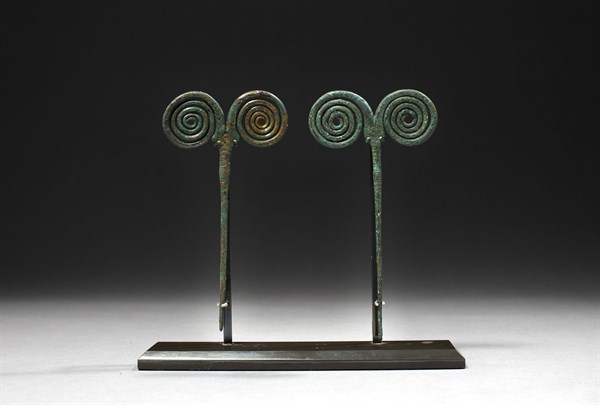 Two European bronze pins
