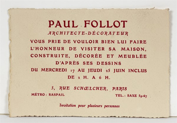 Paul Follot, invitation card