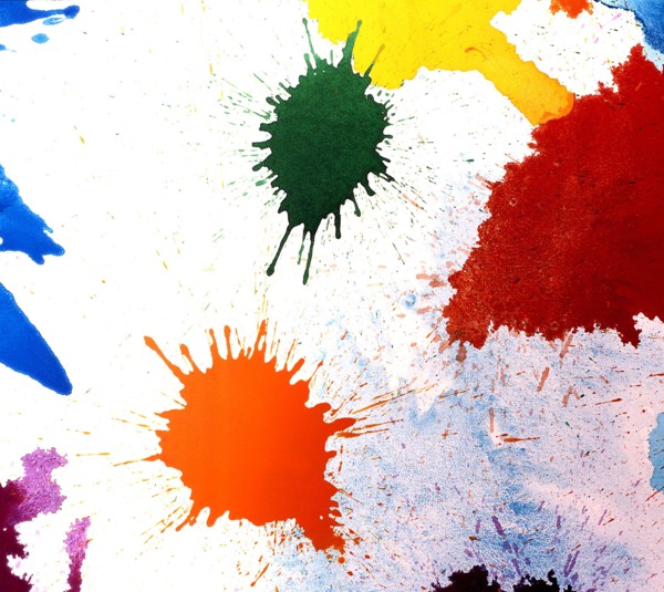 Painted canvas tarp. Colored painting.