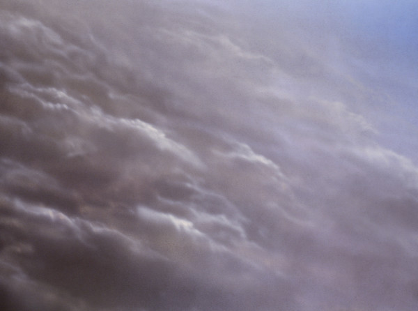 Cloudy sky. Painted canvas tarp