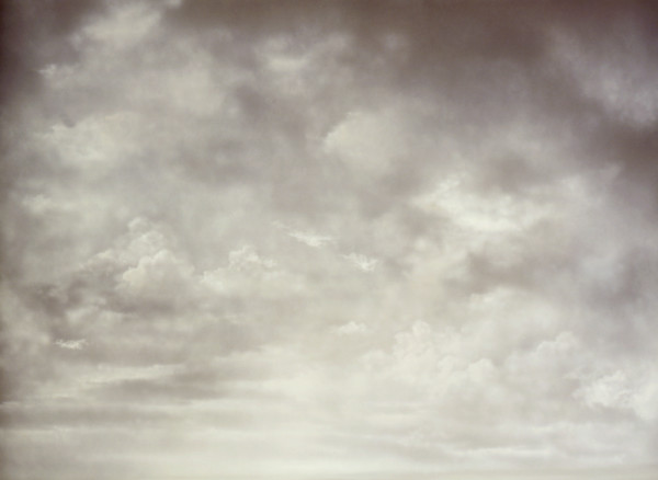 Cloudy sky. Painted canvas tarp
