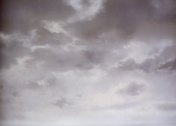 Cloudy sky. Painted canvas tarp