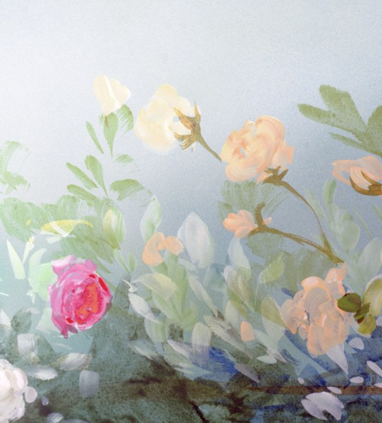 Fleurs. Bâche peinte
