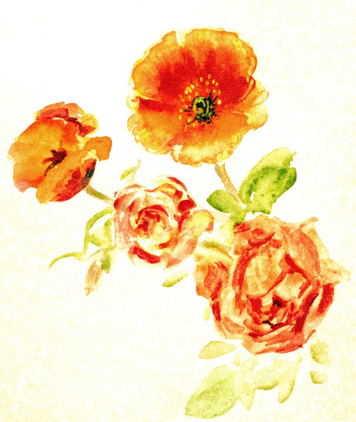 Fleurs. Bâche peinte