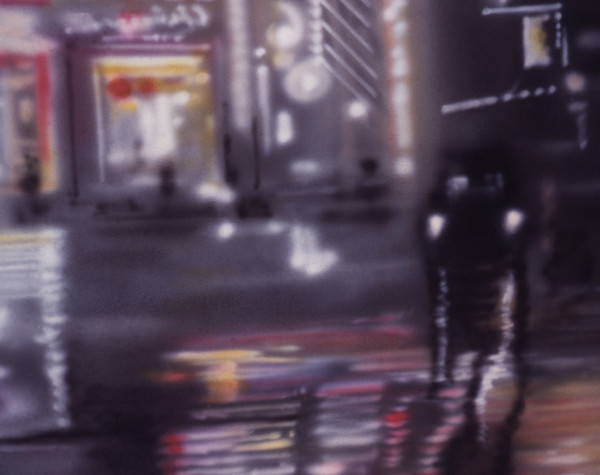 Décor peint. Effets de nuit dans la ville