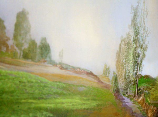 Bâche peinte. Paysage champêtre