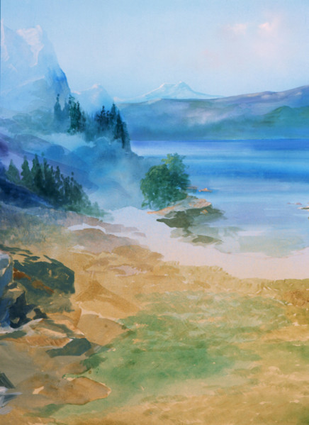 Bâche peinte. Paysage