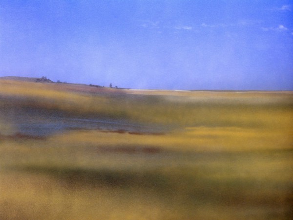 Painted canvas tarp. Landscape